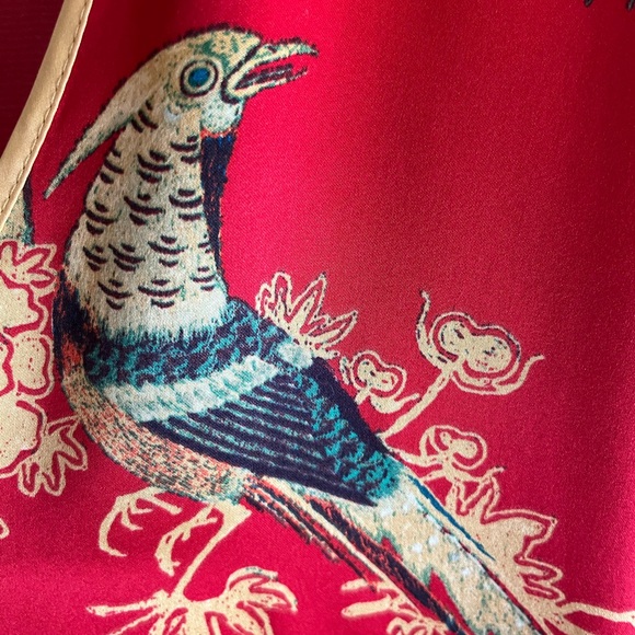 Natori Red Kimono with Bird and Floral Design - Picture 3 of 7